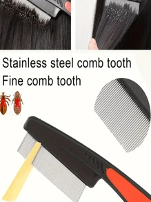 1 PC Stainless Steel Comb For Thick Hair - 1pc Fine-Tooth Lice And Dandruff Removal Comb With ABS Handle Hair Styling Tool - Multicolor - View 2