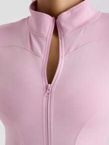 NcmRyu 1 件女士时尚短袖无缝弹力拉链运动夹克，春夏