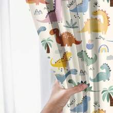 2PCS Children - Themed Curtain With Colorful Dinosaur Prints. Blackout Rod Pocket Design For Privacy Protection. Lively Dinosaur Patterns, Suitable For Daily Decoration In Children's Rooms, Bedrooms, Etc., Adding A Fun - Filled Atmosphere To Home Spaces.