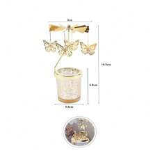 Golden Candlesticks Rotating Romantic Rotation Spinning Carrousel Tea Light Candle Holder Dinner Wedding Bar Party Butterfly Gifts Birthday Graduation