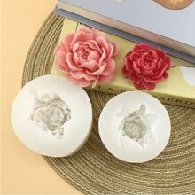 3D硅胶玫瑰模具，适用于香皂、树脂工艺品和DIY - 粉白花卉设计，是手工创作和家居装饰的理想之选 - 白色 - 查看 5