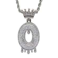 26 Letters 18K Gold Plated Cubic Zirconia Initial Pendant Necklace, Unisex Hip Hop Style, 22" Or 24" Chain Length, Christmas & New Year Gift - Silver - View 33