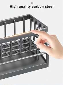 1pc Multi-Functional Carbon Steel Kitchen Storage Rack Kitchen Sink Faucet Sponge Drain Basket Kitchen Shelf Sink Rags Draining Rack Detergent Steel Wire Ball Storage Rack, No Hole Punching And No Installation, Can Hang Cleaning Cloth Can Store Cleaning Tools, Kitchen Accessories
