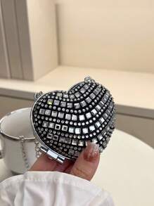 1PC Girls Mini Messenger Bag, Fashion Diamond Handmade Bag Messenger Bag New European And American Retro Popular Lipstick Bag Love Messenger Bag, Suitable For Middle School Students And Teenagers, Going Out Shopping, Travel Daily Match, Suitable For Shopping Daily Use. - Multicolor - View 3