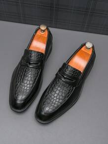 Versatile Classic Slip-On Shoes, Suitable For Driving, Commuting, Business, Formal Suits, American Style New Casual Leather Shoes For Men, Wedding Groom, Korean Version - Black - View 3