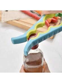1pc 4-In-1 Multifunctional Bottle Opener, Jar Opener, Cap Remover, Beer Bottle Opener - Random Color