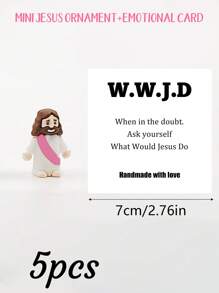 5/1 PVC Siliconen Materiaal Mini Jezus Beeld Paasdecoratie Ornament, Emotionele Ondersteuning, Emotionele Aanmoediging Cadeau Zak Knuffel Kaart, Een Beetje Dichtbij Van Mij Naar Jou, Gevuld Met Heel Veel Liefde En Dikke Knuffels Ook! Hou Heel Veel Van Jou, Jezus Zegen Je