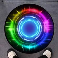 1pc Technological Colorful Optical Element Round Rug, Modern Creative Plush Velvet Printed Rubber Base Area Carpet, Adorable Fuzzy Non-Slip Bedside Mat, Suitable For Living Room, Bedroom, Kitchen, Bathroom, Game Room, All Seasons Home Decor Rugs Door Mat Room Decor Carpet For Living Room Kitchen Rug Bedroom Decor Blankets And Throws Rugs For Bed Room Bathroom Decor Room Decoration Stuff Living Room Decor Office Decor House Decor Home Decor Living Room Bathroom Rug Room Decor Aesthetic