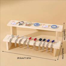 1pc Wooden Step Jewelry Display Stand, Eyeglass Organizer, Decorative Display Rack - Apricot - View 7