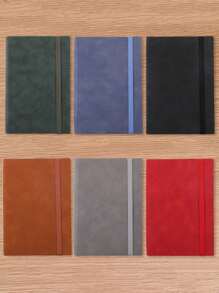 Thickened Diary Notebook A5, 128 Pages, Simple Design College Student Notepad, Lined Paper & Grid Paper Available,Thick Paper,  School & Office Supplies Back To School - Dark Green - View 6