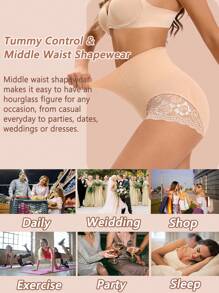 Women Shapewear To Control Waist, Seamless Lace Body Shaper Compression Shorts