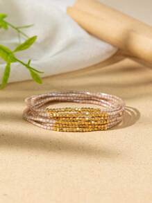 6pcs/Set Bohemian Style Beaded Bracelet For Women, Colorful Bracelets Stack For Best Friends And Daily Use