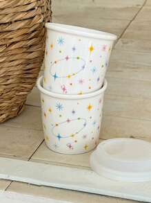 Tasse avec design mignon d'étoiles, tasse à café portable avec poignée, tasse de couple avec motif attrayant du ciel étoilé, tasse à eau en céramique