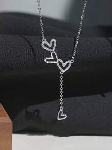 1 件优雅心形流苏项链，奢华简约锁骨链，适合日常佩戴和节日