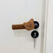 zootime 1 pieza Funda para perilla de puerta con diseño de oso de peluche en color caqui/marrón/beige, estilo sencillo e inspirador, gruesa, anti-colisión, anti-estática, adecuada para dormitorio, sala de estar, guardería, decoración de jardín
