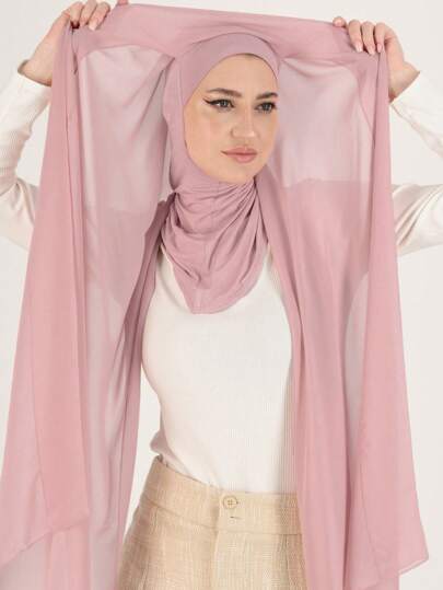 1pc Women Classic Casual Pullover Instant Chiffon Scarf, Solid Color Soft And Breathable Modal Fabric Neck Warmer, Versatile Head Wrap Scarf, Convenient For Daily Use For Dress