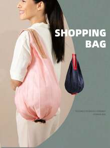 大容量折叠购物袋 - 超轻，尼龙，配有方便的挂扣，方便携带，旅行单肩便携式大号杂货袋，超市袋 - 彩色 - 查看 2