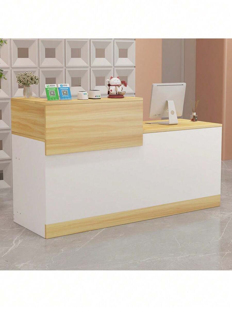 Mostrador De Caja De Recepción De Madera Moderno Y Sencillo - Blanco - Ver 1