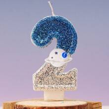 1 pieza Velas con diseño de planeta azul y plateado con números del 0 al 9 para decoración de pasteles de fiesta de cumpleaños, con efecto atmosférico, adecuadas para bodas, aniversarios y fiestas, para niños y adultos
