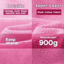 FAIABLE Mens Hoodies Oversized Unisex Wash Hoodie Heavyweight Fleece Vintage Cotton Sweatshirt Men Women Streetwear - 淺粉色 - 查看 5