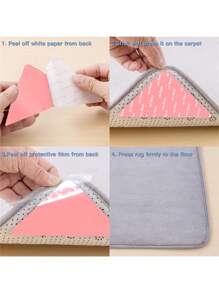 防滑地毯夹，可重复使用的粉色三角形地毯贴纸，可清洗防滑地毯胶带，双面可拆卸地毯夹，梯形防滑地毯垫夹，适用于厨房、瓷砖和硬木地板地毯，易于剥离，适用于客厅、餐厅、浴室地毯，防止地毯移动和卷边