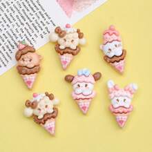 10 Pieces Of Mixed Cartoon Bright Face Animal SMILE BEAR LUCKY Hair Clip Hair Rope Cream Glue DIY Resin Accessories