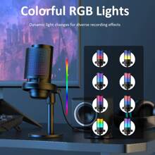 USB Microphone Studio Professional Condenser,Microphone For PC Gaming Mic For PS 4/ 5/ , Brilliant RGB Lighting, Recording Streaming Gaming Karaoke Singing ME6S Mic