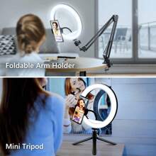 AXNEN Aro de luz de selfie de 10 pulgadas con trípode opcional, luz de relleno de fotografía, lámpara de anillo LED compatible con todos los teléfonos para grabación de video, transmisión en vivo