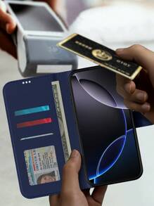 Black/Brown/Dark Blue/White Multifunctional Wallet PU Phone Case Compatible With IPhone 11 12 13 14 15 Pro Max For Daily Use, Wallet Flip Phone Case Compatible With Samsung Galaxy A55 A54 A53 A52 A51 A14 A15 S22 S23 S24ultra For Credit Card Waterproof Shockproof Anti-Fall Scratch Resistant Full Cover