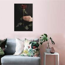 1pcs Framed Rustic Vintage Crimson Rose Floral Plant Canvas Art Painting Print Poster Suitable For Contemporary Living Room Bathroom Bedroom Hotel Apartment B&B Corridor Studio Bedside Classroom Home Office Wall Decoration Ready To Hang - Multicolor - View 2