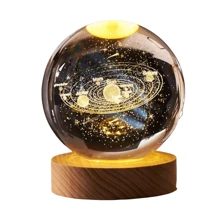 Crystal Ball LED Table Lamp - Moon, Solar System, Saturn, Galaxy, Tree - Size M And L - SOLAR SYSTEM- M - View 2