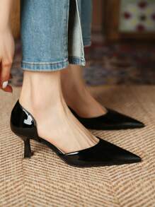 Xin Jing Shoes Automne/Hiver 2025 Chaussures à talons hauts ajourées mode femme, talons de chaton, élégantes - Noir - Voir 7