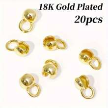 20pcs 4mm 18K Gold Plated Brass Clam Shell Bead Tip Crimp Ends With Loop Crimp Beads For DIY Bracelets Jewelry Making Supplies - 4mm - View 18