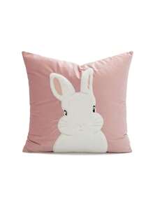 45x45cm Pink Rabbit Shaped Throw Pillow Case, Easter Decoration For Sofa, Living Room, Bedroom, Spring Festival Theme Gifts Birthday Graduation