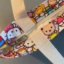 Sanrio Sanrio Canvas Bag Cartoon Kate Cat Portable Shoulder Bag Japanese Light And Large Capacity Shopping Bag Travel Bag Gift Lunch Bag