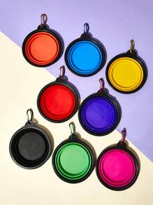 1pc Outdoor Portable Collapsible Pet Bowl, Slow Feeder Bowl, Travel Bowl, Silicone Hanging Dog/Cat Water/Food Bowl With Hook, Convenient For Walking Dogs And Feeding