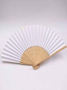 1 pieza Abanico plegable de color liso y elegante con caja de regalo - Blanco - Ver 1