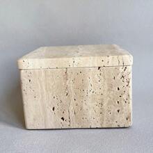 Natural Marble Ring Jewelry Box Cotton Swab Storage Box With Lid Storage Box Travertine Back To School Dormitory Storage - Travertine1 - View 2