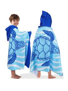 (Personalizado) 1 pieza Bata de baño infantil personalizada bordada, bañador con capucha de microfibra con dibujos animados para niños, poncho con capucha extra grande para bebés, apto para uso diario