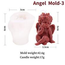 Molde de Silicone de Vela de Anjo Fofo, Molde de Escultura de Anjo de Pilar Romano 3D para Vela Perfumada, Gesso e Resina, Decoração Artesanal DIY, Presentes de Decoração para Casa