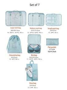 8个装大容量便携式旅行收纳袋，多功能衣物收纳袋，洗漱用品收纳袋，可折叠行李收纳袋。适用于度假、旅行、商务旅行、聚会、派对、朋友、家人、同事、女士、万圣节礼物、圣诞节礼物、感恩节礼物、新年礼物 - 彩色 - 查看 4