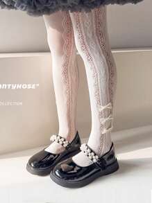 1 قطعة جورب قصير بنقشة فراشة منفذة للتهوية مقاوم للبعوض للبنات - أبيض - مشاهدة 5