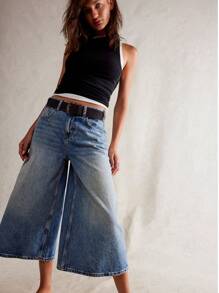 Vaqueros acampanados de estilo retro americano para mujeres de estatura baja, cintura alta, ajuste relajado, bajo sin acabar, longitud 7/8, para verano