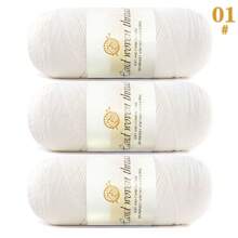 Set de 3 ovillos de hilo 100% acrílico suave y cómodo de 5 hebras [1 paquete de 570g/3 ovillos] adecuado para tejer a crochet mantas DIY, ropa, bolsos, pantuflas y otras manualidades