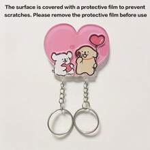 2 件浪漫情侣水晶钥匙扣套装，心形爱心符号钥匙扣，周年纪念礼物，卡通熊图案，情侣钥匙扣配件汽车配件书包挂饰背包适合上学