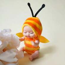 1pc 11cm Mini Plush Reborn Baby Doll, Role Play Stuffed Princess Doll With Movable Limbs, Changeable Clothes, Suitable For 0-3 Years Old Girls