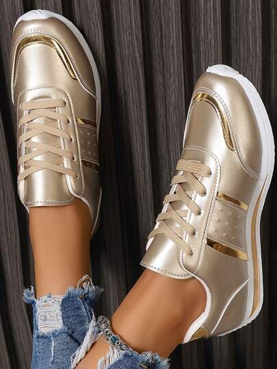Women's Casual Elegant Fashion Sneakers, Lightweight Lace Up Shoes With Soft EVA Soles, Versatile For All Seasons