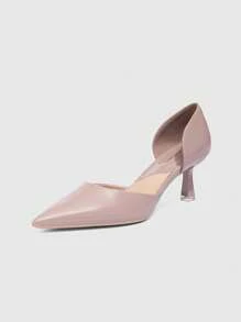 Xin Jing Shoes 2025秋冬新款女士时尚镂空高跟鞋，优雅，猫跟 - 杏色 - 查看 9