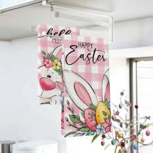 Set van 2 lentekeukenhanddoeken, ontworpen door cartoonkabouterfiguren, geweven van 100% polyestervezel, machinewasbare polyester placemats, hittebestendig, vlekbestendig, waterdicht, gemakkelijk schoon te maken, geschikt voor het schoonmaken van bureaubladen en kommen. Kan worden gebruikt als cadeau, dagelijkse huishoudelijke benodigdheden, keukenbenodigdheden en lente-interieurdecoratie.