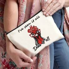 1pc Zippered Polyester Cosmetic Bag, Waterproof, Odorless - Cute Animal Print Makeup Pouch, Ideal Gift For Women, Friends, Sisters, Pet Owners - 1pc - View 3